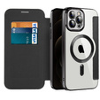 Pattintható tok a iPhone 12 Pro, RFID Wallet MagSafe CamShield, fekete