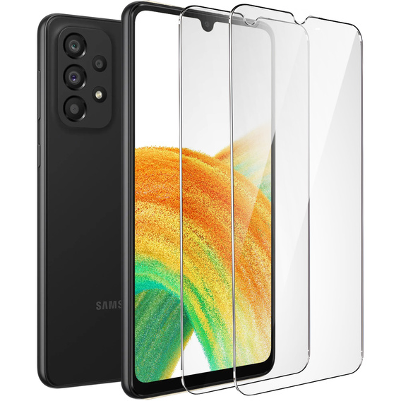 2x edzett üveg a Samsung Galaxy A33 5G, ERBORD 9H Hard Glass a képernyőn