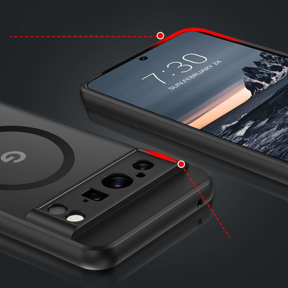 Tok Google Pixel 8 Pro-hoz, MagSafe, ERBORD Matt Case, fekete