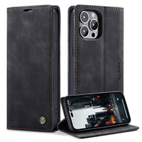 CASEME tok iPhone 14 Pro, Leather Wallet Case, fekete