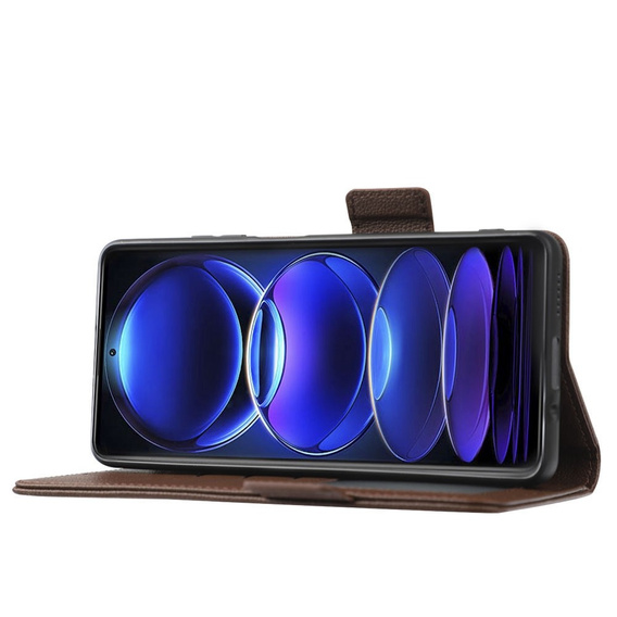 Pattintható tok a Xiaomi Redmi Note 12 5G / POCO X5 5G, Wallet Litchi Magnet, barna