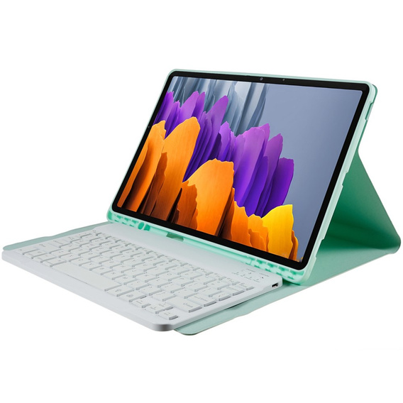 Tok + billentyűzet Galaxy Tab S7+ Plus / S8+ Plus /S7 FE T730 T733, Pen Slot, menta
