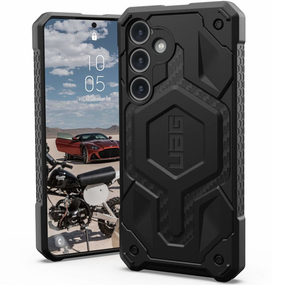 Urban Armor Gear Telefontok a Galaxy S24, Monarch Carbon, fekete