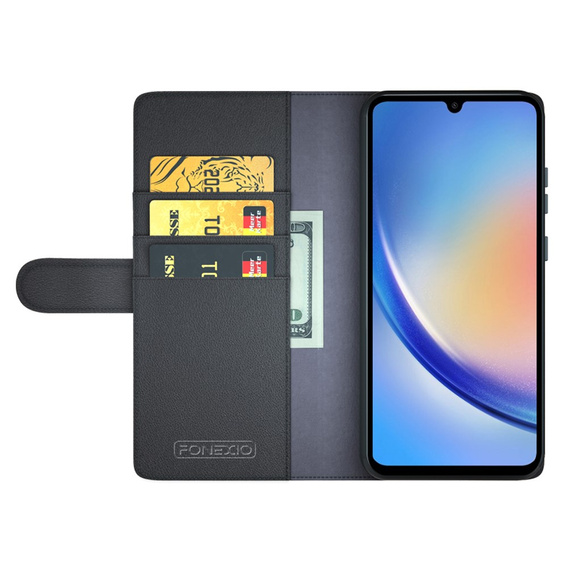 Pattintható tok Samsung Galaxy A35 5G, Split Leather, fekete
