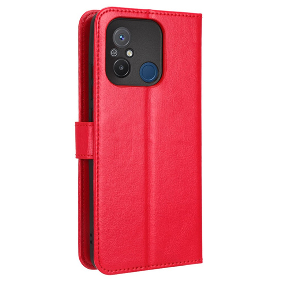 Pattintható tok a Xiaomi Redmi 12C, Crazy Horse Wallet, piros