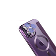 Pattintható tok a iPhone 14 Pro Max, RFID Wallet MagSafe CamShield, lila
