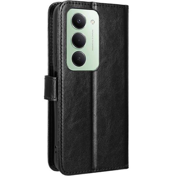 Pántos tok Xiaomi Redmi 15 5G / 4G, texturált Crazy Horse, fekete