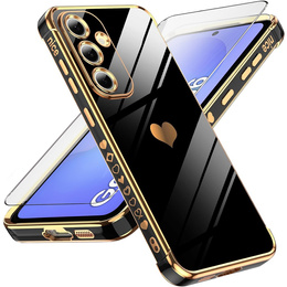 Tok Samsung Galaxy A36, Electro heart, fekete + üveg 9H