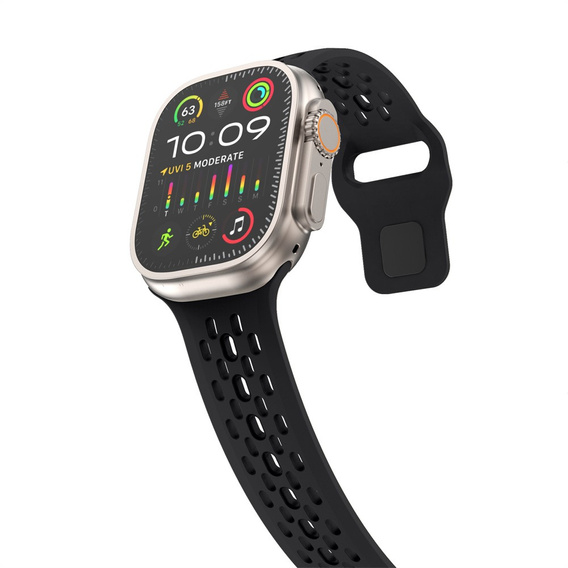 Szilikon szíj Apple Watch 1/2/3/4/4/5/6/7/8/SE/ULTRA 42/44/45/45/49MM órához, fekete