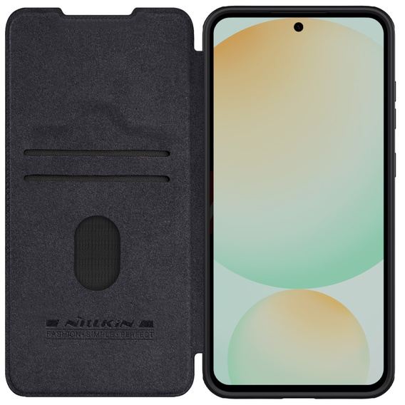 NILLKIN flip tok Samsung Galaxy S24 FE, CamShield Qin Pro, bőr, fekete