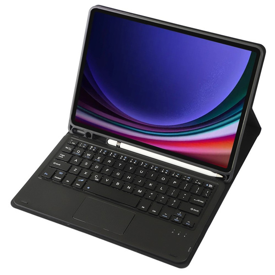 Tok + billentyűzet Samsung Galaxy Tab S9, Leather Pen Slot TouchPad, fekete