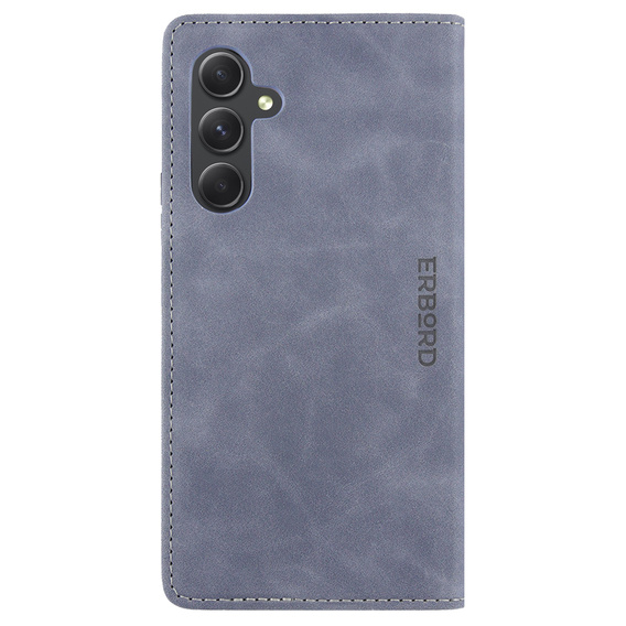 Telefontok a Samsung Galaxy A54, ERBORD Vintage, pénztárca patenttal, szürke