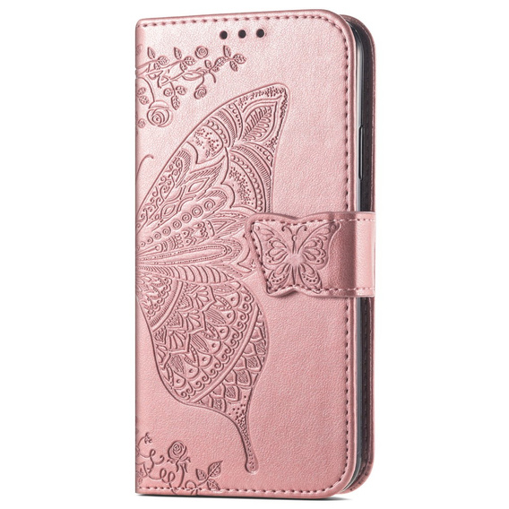 Pattintható tok a Motorola Moto G73 5G, Butterfly, rózsaszín rose gold