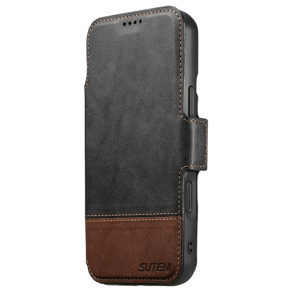 2 az 1-ben flip tok iPhone 17 Pro-hoz, SUTENI, MagSafe, fekete
