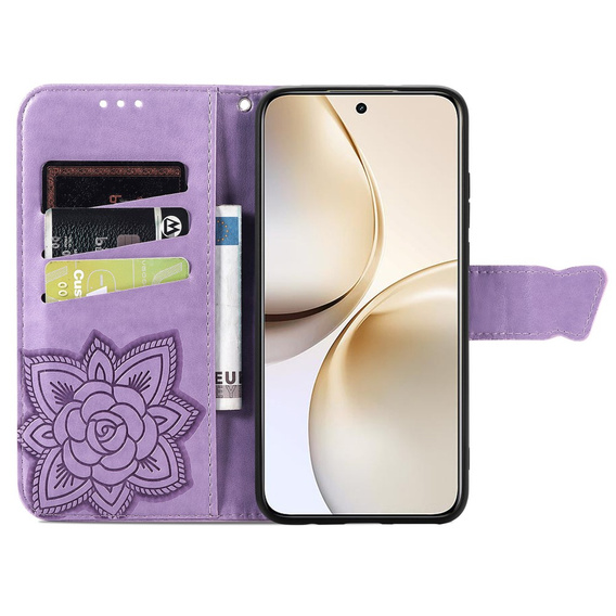 Pattintható tok a Realme 14 Pro+ 5G, Butterfly, lila
