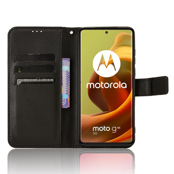 Pattintható tok a Motorola Moto G85, Wallet Smart Magnet, fekete