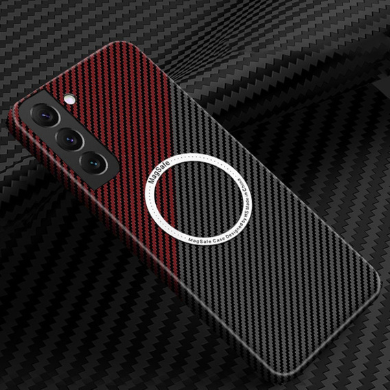 Telefontok a Samsung Galaxy S23, Magsafe Slim Carbon, fekete / piros