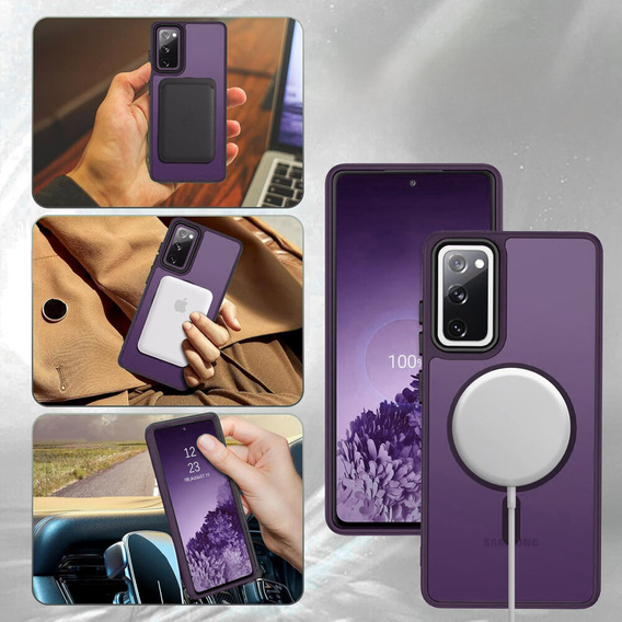 Tok Samsung Galaxy S20 FE-hoz, MagSafe, ERBORD Matt Case, sötétlila + képernyőüveg