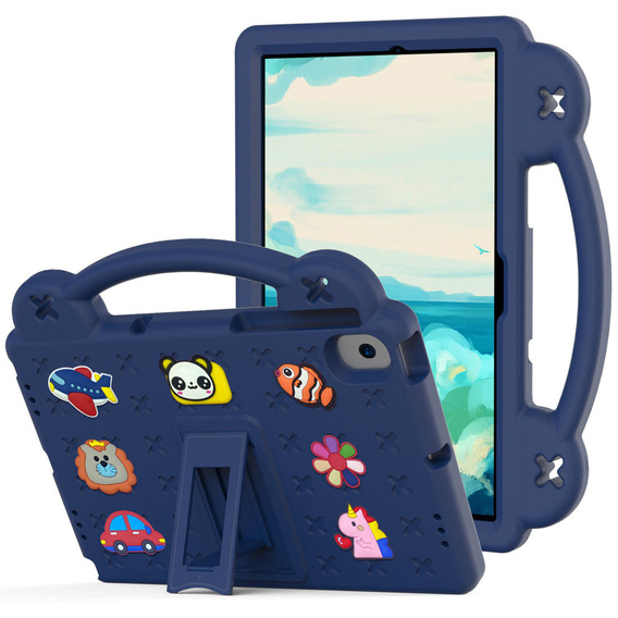 Gyermek tok Lenovo M10 X306 2 Gen / M10 Plus TB-X606 10.3 / Samsung Tab A 10.1 T510/515 / K10 X6C6, Cute Patterns, állvánnyal, sötétkék