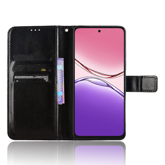 Pattintható tok a Oppo A5 Pro 5G, Crazy Horse Wallet, fekete