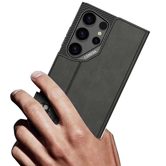 GKK kártyatartó flip tok Samsung Galaxy S26 Ultra készülékhez, szénfekete