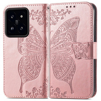 Pattintható tok a Xiaomi 14T, Butterfly, rózsaszín rose gold