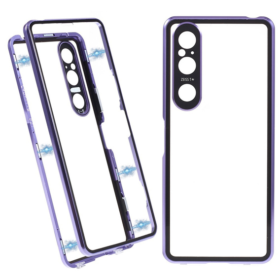 Tok Sony Xperia 1 V, Magnetic Dual Glass, lila