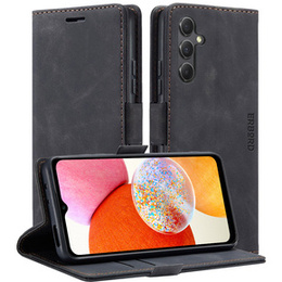 Telefontok a Samsung Galaxy A14 4G/5G, ERBORD Vintage, pénztárca patenttal, fekete