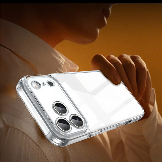 Szilikon tok iPhone 17 Pro Max készülékhez, kemény hátlappal, átlátszó