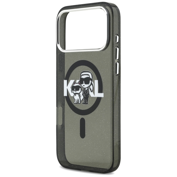 Karl Lagerfeld IML Glitter Karl & Choupette Sketch Logo MagSafe tok iPhone 17 Pro Max készülékhez