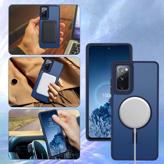 Tok Samsung Galaxy S20 FE-hoz, MagSafe, ERBORD Matt Case, tengerészkék + képernyőüveg