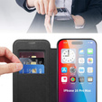 Pattintható tok a iPhone 16 Pro, RFID Wallet MagSafe CamShield, fekete