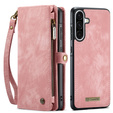 CASEME tok Samsung Galaxy A56 5G, Retro Leather Wallet, szíjjal, rózsaszín
