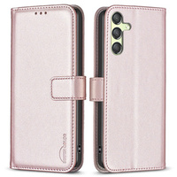 Pattintható tok a Samsung Galaxy A15, BINFEN Wallet, rózsaszín rose gold + 9H üveg