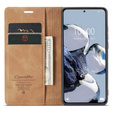 CASEME tok Xiaomi 12T / 12T Pro, Leather Wallet Case, barna