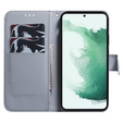 Pattintható tok a Samsung Galaxy A14 4G/5G, Wallet, Sakura, kék