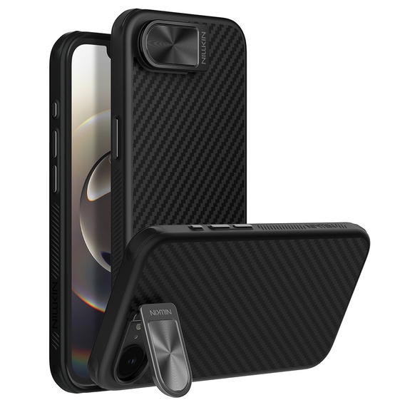 Tok iPhone 16e, páncélozott Nillkin, Carboprof Case, Magsafe, fekete