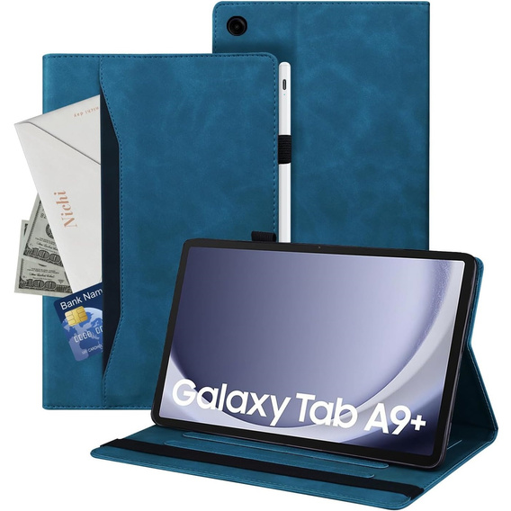 Tok Samsung Galaxy Tab A9+, Classic, tolltartóval, kék