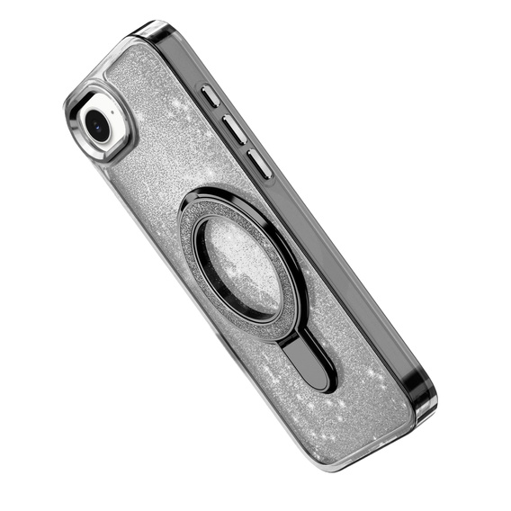 Az iPhone 16e tok, Glittery Magnetic Kickstand, fekete
