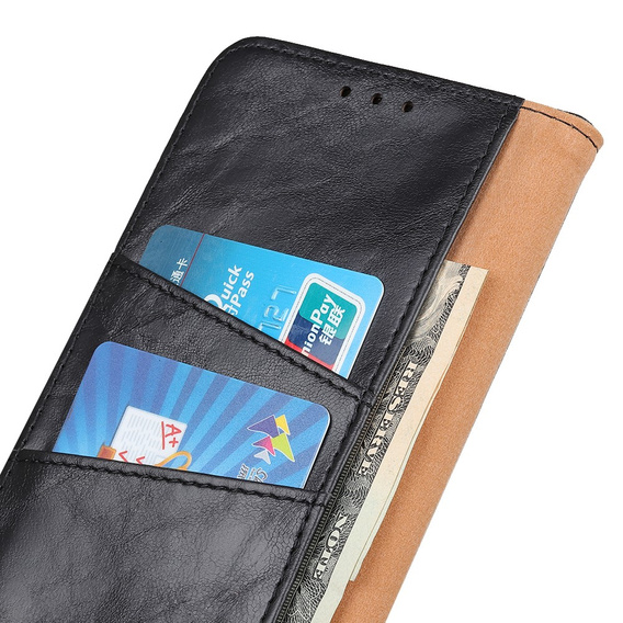 Pattintható tok a Samsung Galaxy S25 Edge, Crazy Horse Wallet, fekete