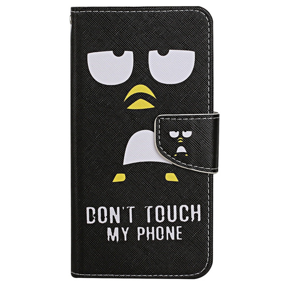 Pattintható tok a Xiaomi Redmi 13C / Poco C65, Wallet, Don't Touch My Phone, fekete