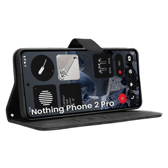 Pattintható tok a CMF Nothing Phone 2 Pro, Crazy Horse Wallet, fekete