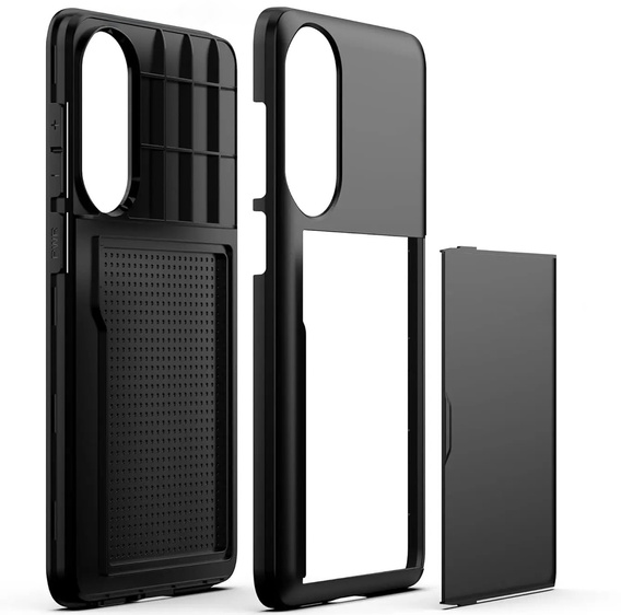 Telefontok a Samsung Galaxy S25 Edge, Sliding Card Holder, fekete