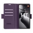 Tok Xiaomi 14T Pro, ERBORD Glossy Litchi, pénztárca patenttal, lila