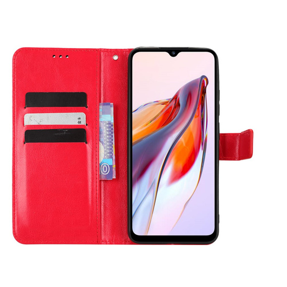 Pattintható tok a Xiaomi Redmi 12C, Crazy Horse Wallet, piros