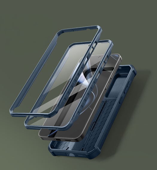 Páncélozott tok a Samsung Galaxy S25+ Plus, Dexnor Full Body (Two Frames), sötétkék