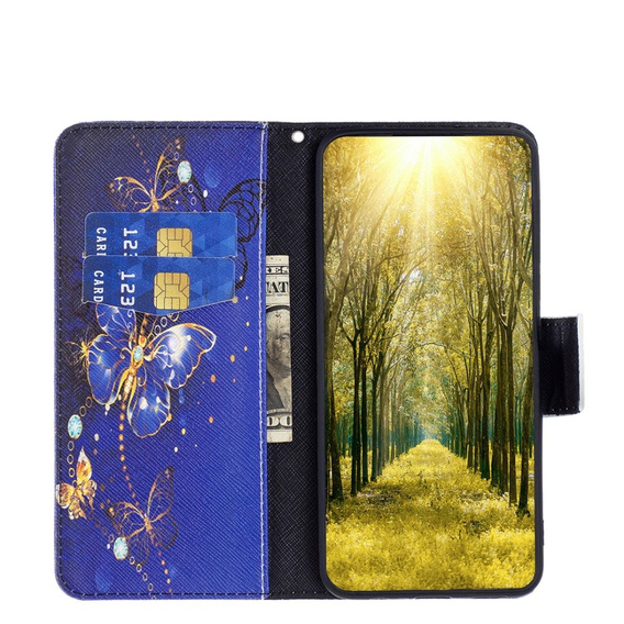 Pattintható tok a Xiaomi Redmi Note 13 Pro 5G, Wallet, Butterflies lila