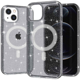 Tok iPhone 14 Plus, Glittery, MagSafe-hoz, fekete