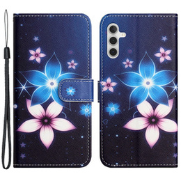 Pattintható tok a Samsung Galaxy M15 5G, Wallet, Blue Flower