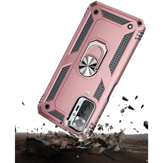 Páncélozott telefontok a Xiaomi Redmi Note 10 Pro, Nox Case Ring, rózsaszín rose gold